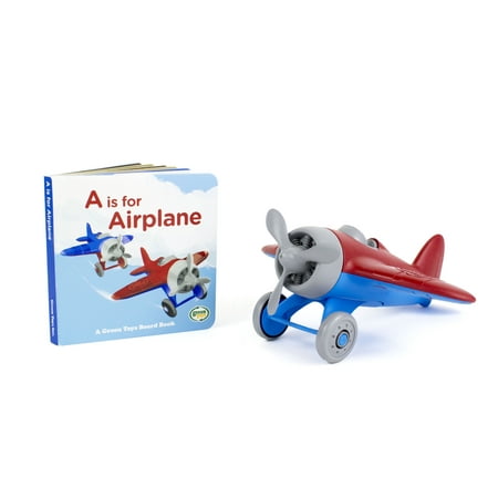 Green Toys Airplane & Board Book,100% Recycled Plastic Play Vehicle