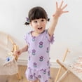 thumbnail image 2 of Girls' Clothing Sets, Toddler Boys Girls Short Sleeve Floral Prints Tops T Shirt Shorts Casual Outfits Back To School Outfits for Girls, 2 of 4