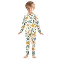 thumbnail image 3 of Dailycode Cotton Pajama Set Snug Fit Long Sleeve Top and Pants for 18M-8Y Hand Drawn Dinosaurs Leaf, 3 of 7