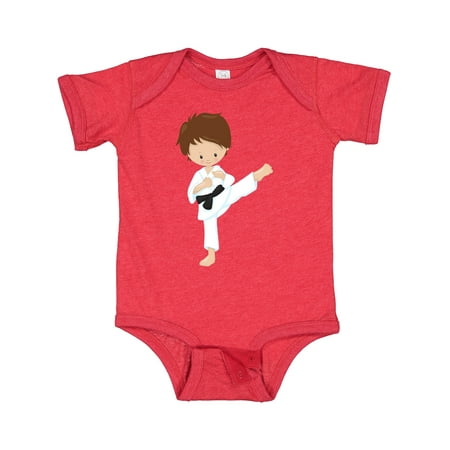 

Inktastic Karate Boy Cute Boy Brown Hair Black Belt Gift Baby Boy Bodysuit