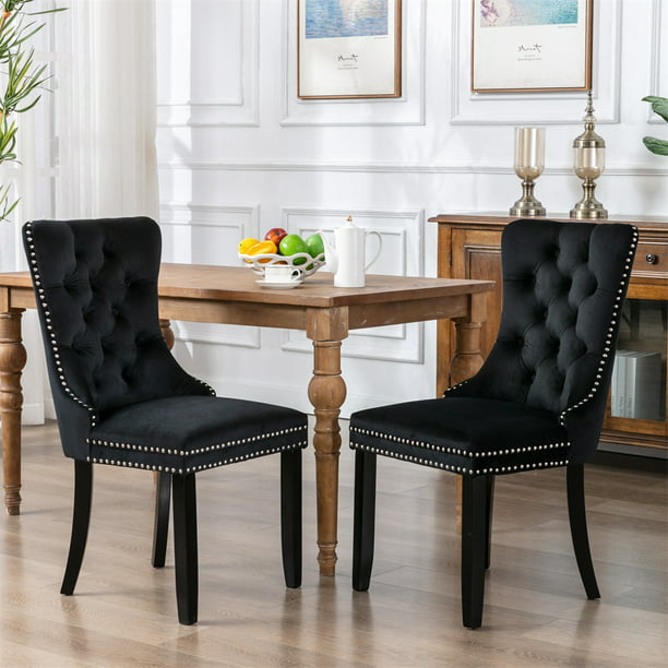 Velvet Upholstered Dining Chair Set Of, Upholstered Dining Room End Chairs