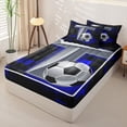 thumbnail image 2 of Castle Fairy Sport Soccer Print Zipper Full Size Comforter Sets with Fitted Sheet and 2 Pillowcases, Futuristic Letter T Zipper Bedding Set, Silver Black Blue,4pcs,Black Reversible, 2 of 6