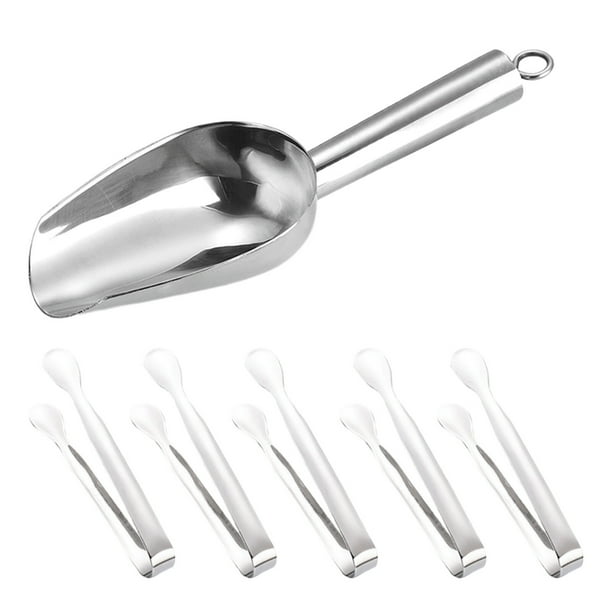 Pinzas de servicio, 6 unidades, acero inoxidable, para hielo y cubiteras, pinzas de cocina y para postres