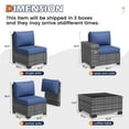 thumbnail image 3 of TECHMILLY 6-Piece Patio Furniture Set, Outdoor Patio Sofa Set With Wide Armrest, All-Weather Wicker Rattan Guest Set With Cushion And Glass Table And Waterproof Cover, Grey & Navy Blue, 3 of 9