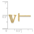 thumbnail image 2 of Finest Gold 14K Diamond Initial V Earrings, 2 of 2