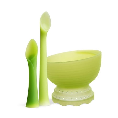

Olababy 3 Piece Parent Led and Baby Led Weaning First Feeding Set Includes 100% BPA Free Silicone Training Spoon Feeding Spoon and Steambowl for Self Feeding Baby Led Weaning Stage One + Stage Two