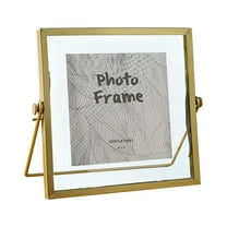 Glass Pressed Flower Frame Handmade, 5.9"x5.9" Diy Picture Frame Dry Flower Specimens, Glass Floating Picture Frames Tabletop Brass Photo Frame for DIY Dried Flowers Home Plant Specimen