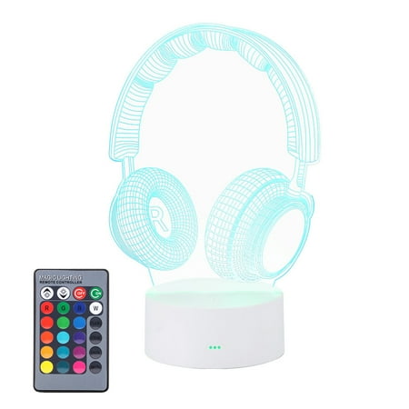 

DTOWER Headphone-shaped Colorful Touch 3D Night Light Bedside Lamp for Home Use