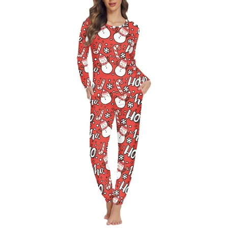 

FKELYI Size XL Women Pj Set for Girls Cute Snowman Long Sleeve Pajamas for Girls 2 Packs Elastic Ho Ho Women Christmas Pajamas