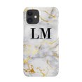 thumbnail image 1 of Personalised White x Gold Streaks Marble Initials iPhone 12 Case,iPhone 16 Plus, 1 of 4