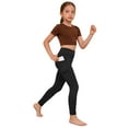 thumbnail image 5 of HAOTAGS Girls High-Waist Yoga Leggings with Pockets, Soft Breathable Kids Active Pants Black 6 Years, 5 of 10