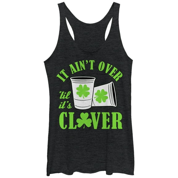 Women's Lost Gods Not Over Until It's Clover Ireland  Racerback Tank Top Black Heather Large