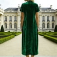 thumbnail image 7 of Yourumao Velvet Dresses for Women Dressy Short Sleeve Midi Dress Hollow Out Crewneck A-line Dresses Evening Party Clothes, 7 of 7