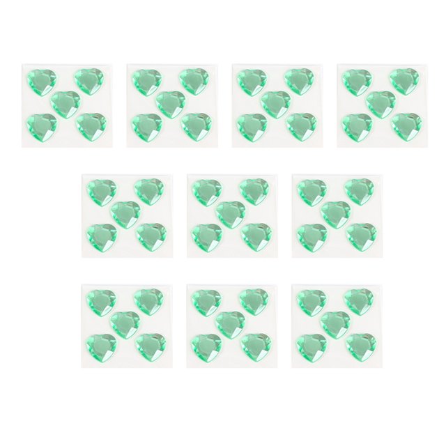 Heart Rhinestone Stickers Acrylic Crystal Gems Multipurpose Decorative Handheld Clothes Scrapbooking DIY Crafts Necklace Grass Green