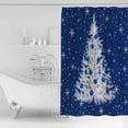 thumbnail image 3 of Hokiten Shower Curtain, Navy Blue Christmas Tree Fabric Shower Curtains for Bathroom, Balls Snowflake Xmas Tree Bath Curtain Waterproof Bathtub Curtains with 12 Hooks, 48" x 72", 3 of 7