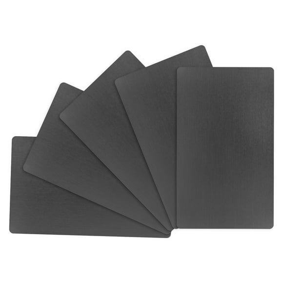 Uxcell 5-Pack Tarjetas de Visita de Metal en Blanco, 88x53x0.5mm Aluminio Negro Mate