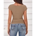 thumbnail image 6 of BTFBM Women Short Sleeve Tops Square Neck Ribbed Knit Basic Tee Shirt Y2K Casual Summer Clothes Spring Outfits, 6 of 8