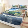 thumbnail image 4 of Castle Fairy Anime Garbage Truck Full Size Sheets 4-Piece for Teens, City Street View Bed Sheets for Bedroom, Green Blue, 4 of 6