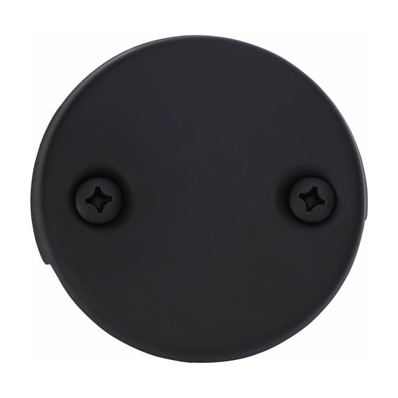 Universal Bathtub Overflow Drain Face Plate 2 Hole Tub Overflow Drain Plate Matching Screws(Matte Black)