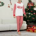 thumbnail image 6 of Onlypjs Family Matching Christmas Pajamas Set – Red & White Striped "Wish You Merry Christmas" Holiday Sleepwear for Women, Men, 6 of 9