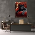 thumbnail image 2 of Mudket Luxury Black Leopard Framed Canvas Wall Art, Red Velvet Gold Animal Print Decor for Home Living Room, Bedroom, Indoor Decor, Ready to Hang - 20"L x 16"W, 2 of 7