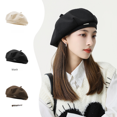 thumbnail image 2 of Boina estándar de metal de lana de otoño e invierno de estilo coreano gorra octogonal para niños circunferencia de la cabeza grande cara pequeña sombrero de pintor de arte de moda, 2 of 6
