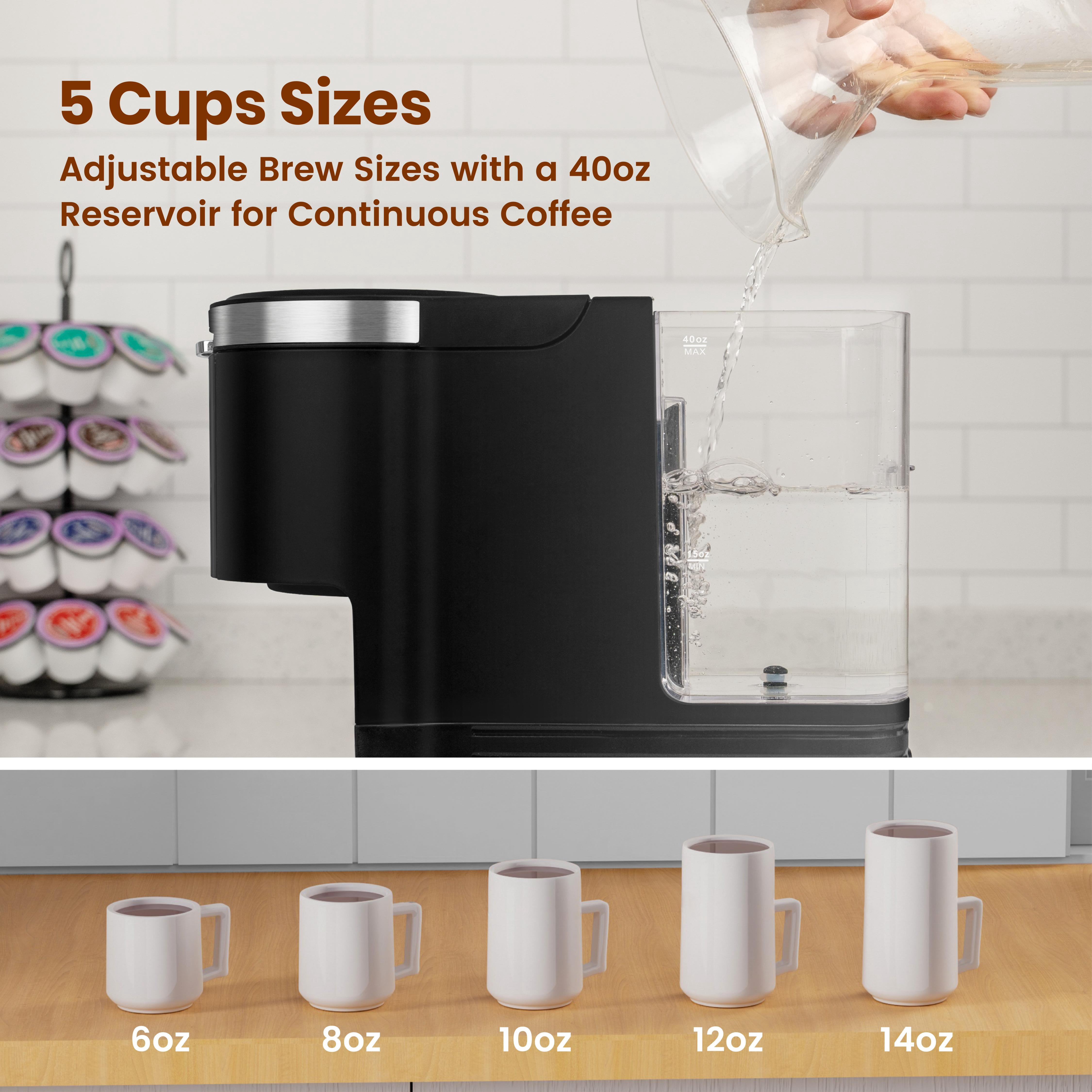 Gevi EzPod Compact Single Serve Coffee Maker, Pod Coffee Maker Compatible with Single-Serve Pods and Ground Coffee, 40 oz Reservoir, Portable, Ideal for Office, Camping, 1000W Iced Coffee Maker