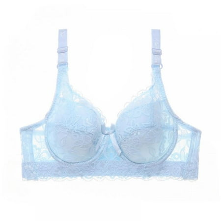 

Plus Size Women s Bras Sexy Lace Unlined Underwire Push Up Bra Lingerie Intimates Bralette Underwear Top Blue 42B/C