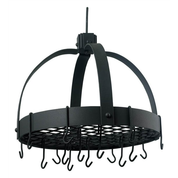 Graphite Dome Hanging Pot Rack with Grid & 16 Hooks