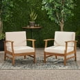 thumbnail image 4 of GDF Studio Abena Outdoor Acacia Wood Club Chairs with Cushions, Set of 2, Teak and Cream, 4 of 10