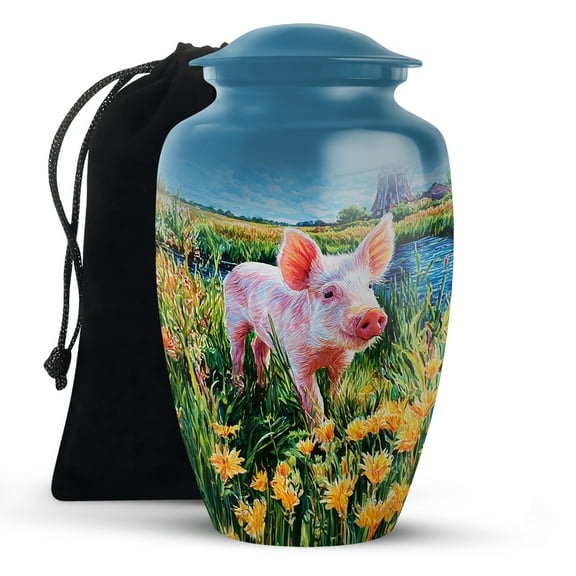 KARYLIZ Guinea Pig Cremation Urn - Blue & Green Memorial Funeral Urn - Decorative Urns For Women & Men - Funeral Large Urns For Human Adult Male For Cremation Ashes Mother