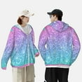 thumbnail image 4 of Balery Multicolor Glitter Sudadera ligera de manga larga con capucha y protección solar UPF 50+ para hombre y mujer, ideal para pesca y running-Small, 4 of 7