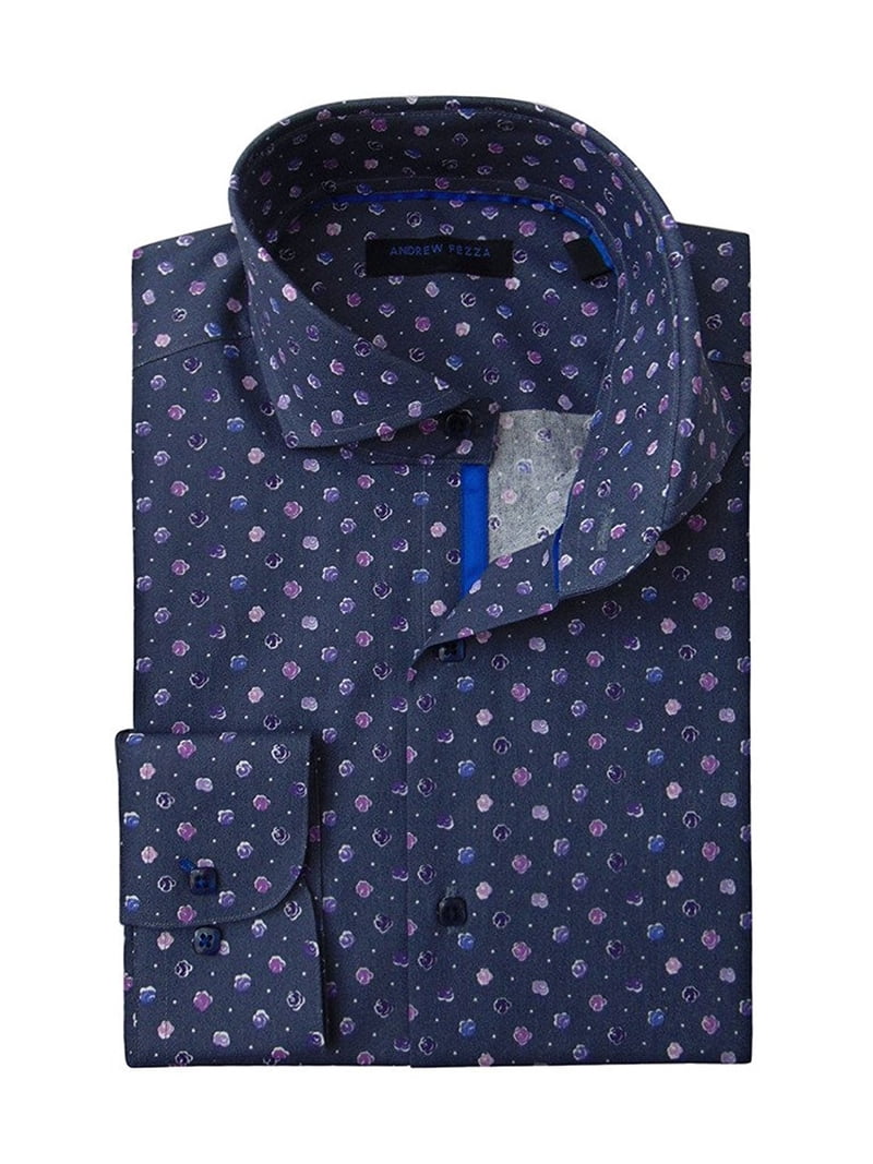 andrew fezza dress shirts Andrew Fezza Men's Flex Collar Slim Fit French Cuff Solid Dress Shirt - Colors