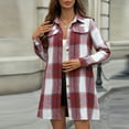 thumbnail image 6 of Women's Casual Dress Long Sleeve Stripe Plaid Elegant Loose Fit Midi Dress for Spring Fall Office Daily,Red,XL, 6 of 7