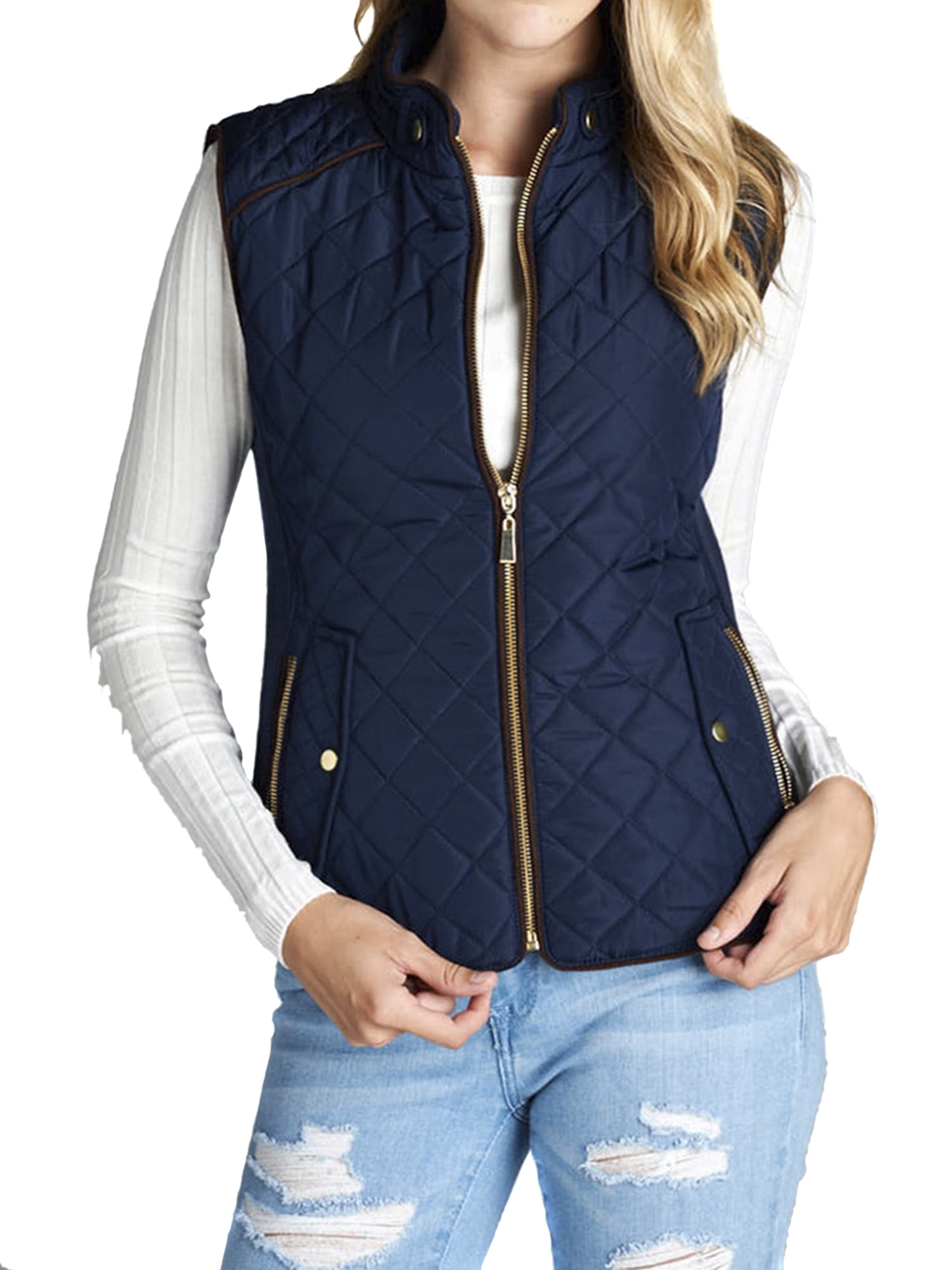Active Basic Women & Juniors Quilted Padding Lightweight Vest Jacket