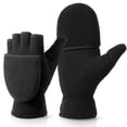 thumbnail image 1 of Gants d'Hiver Mitaines à Rabat en Polaire Chaude pour Course d'Hiver, Textos, Photographie pour Hommes et Femmes (Noir P), 1 of 5