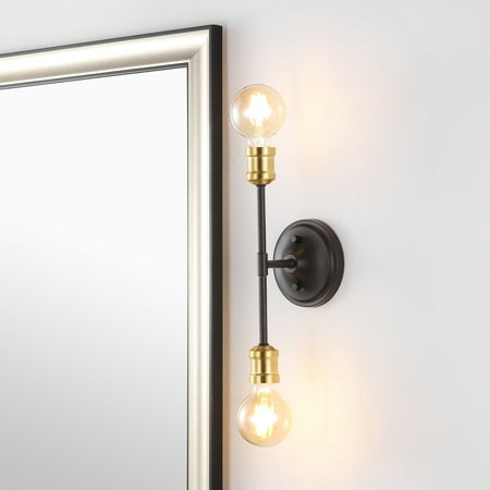 

Jaxon 13.25 2-Light Industrial Farmhouse Iron LED Vanity Oil Rubbed Bronze/Brass Gold