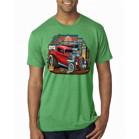 Wild Bobby, Vintage Hot Rod Old Garage Cars and Trucks Mens Premium Tri Blend T-Shirt, Envy, Small