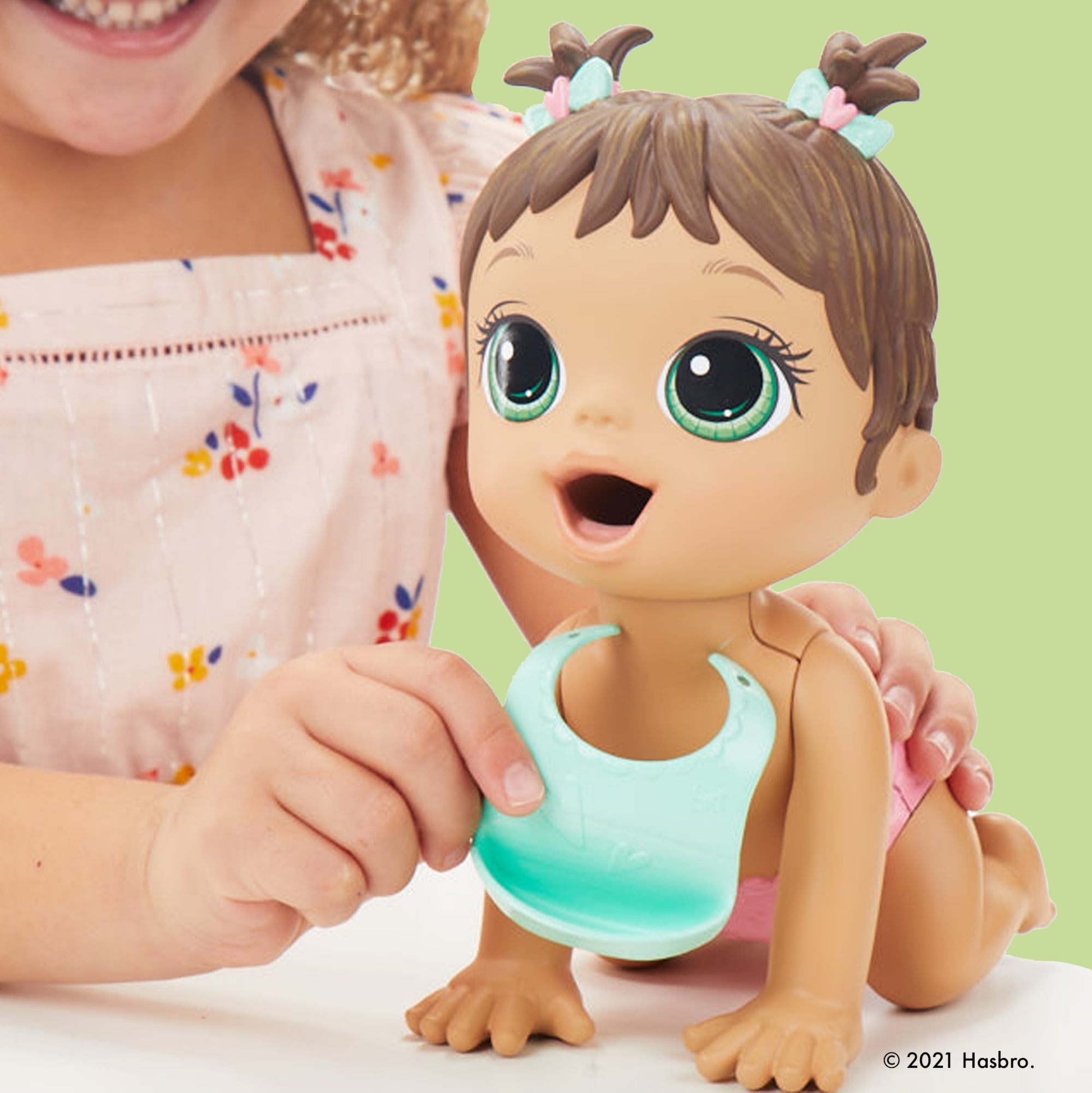 Baby Alive Lil Snacks Doll with Brown Hair, Eats and "Poops"