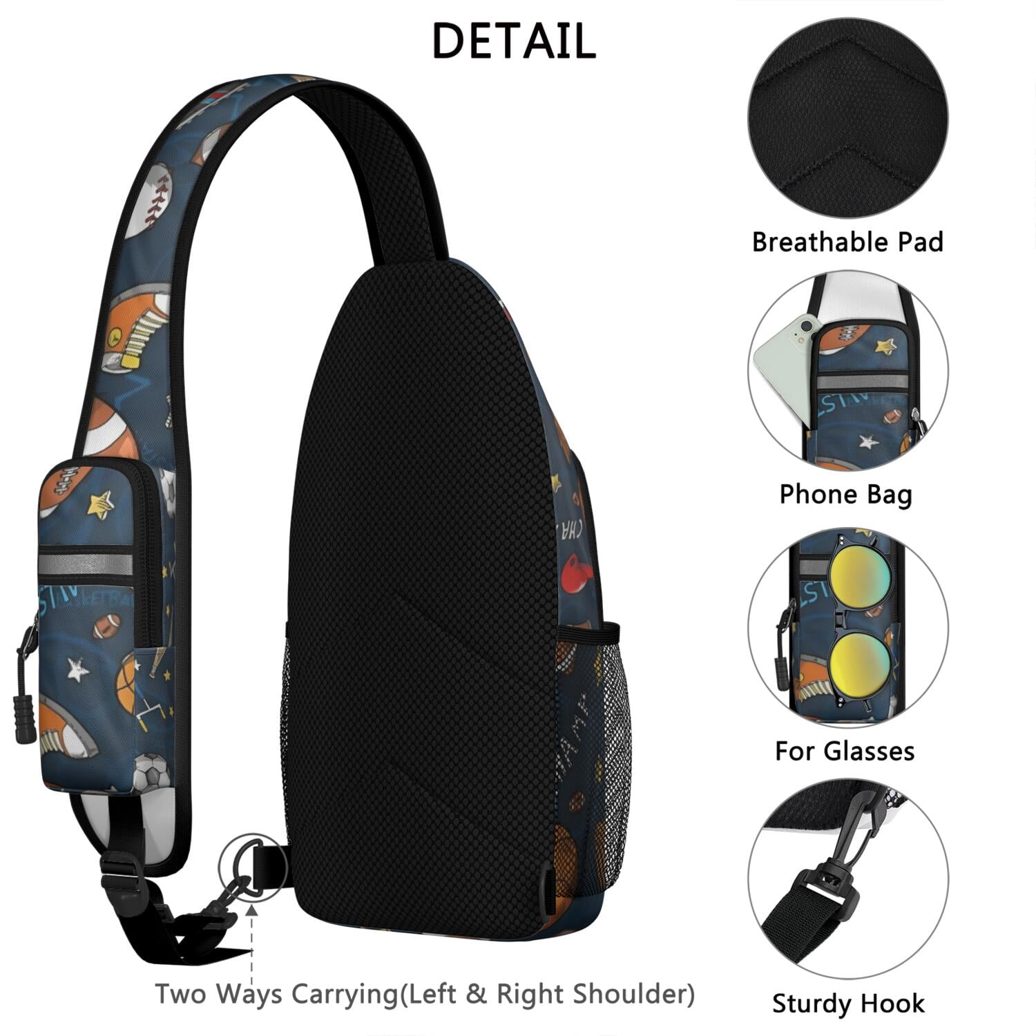 Cute Cat Print Sling Backpack – Lightweight, Anti-theft 