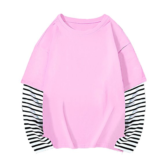 Stylish Sweatshirt for Girls and Boys - Kids Long Sleeve Cottonblend Patchwork Top for Spring and Fall - Striped T-Shirt