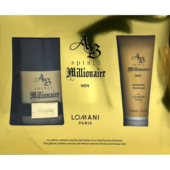 Lomani AB Spirit Millionaire , 2 Pc Gift Set 3.3oz EDP Spray, 3.3oz Shower Gel