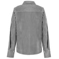 thumbnail image 4 of Summer Tops, Duoif Women's Relaxed Striped Button Down, Irregular Design Shirts for Women Black L, 4 of 5