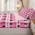 thumbnail image 5 of Manfei Modern Checkered Zipper Twin Comforter Sets with Fitted Sheet and 2 Pillowcases,Minimalist Polka Dot Zipper Bedding Set,Pink White,Pink Reversible,4pcs, 5 of 8