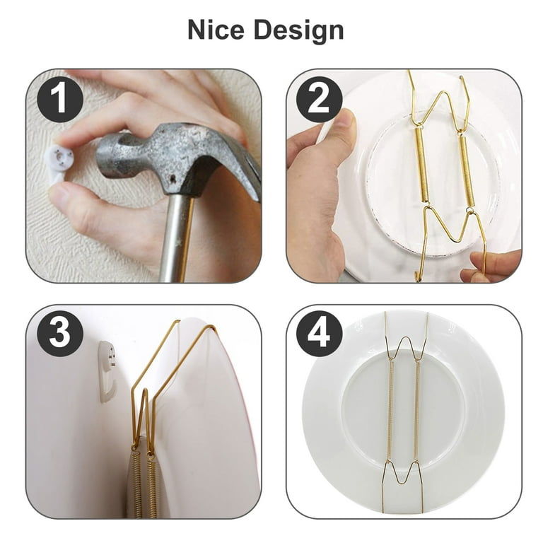 10pcs Invisible Plate Hangers EEEkit Wall Plate Hanger Hook Stainless Steel Decorative Plate Hangers Display Holders for Antique China Plates and