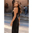 thumbnail image 6 of Maxi Jumpsuit for Women Crossover Halter Neck Straight Leg Overall Romper Black L, 6 of 7