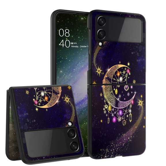 ANJ  Hard Protective Printed Case Cover Compatible with Samsung Galaxy Z Flip 4 - Crescent Moon 2