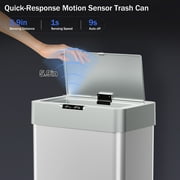 TLSUNNY 60 L Automatic Kitchen Trash Can, Motion Sensor Stainless Steel Garbage Bin with Quiet Close Lid