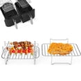 thumbnail image 1 of 2Pcs Air Fryer Rack 304 Stainless Steel Dehydrator Rack With 4 Barbecue Sticks For 8QT Dual Basket Air Fryer, 1 of 8
