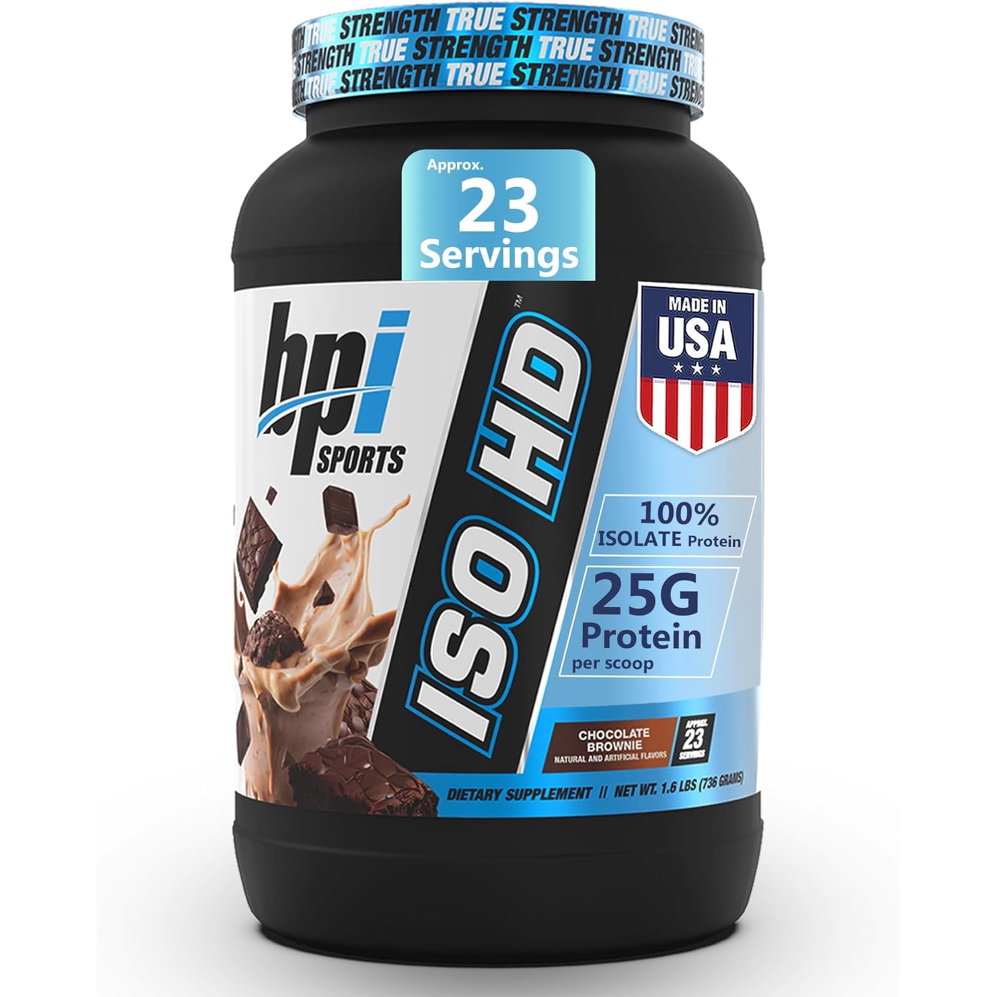 BPI Sports ISO HD Isolate Protein Powder – 100% Whey Isolate, Protein Powder for Muscle Gain - Chocolate Brownie, 1.6 LBS - 23 Servings